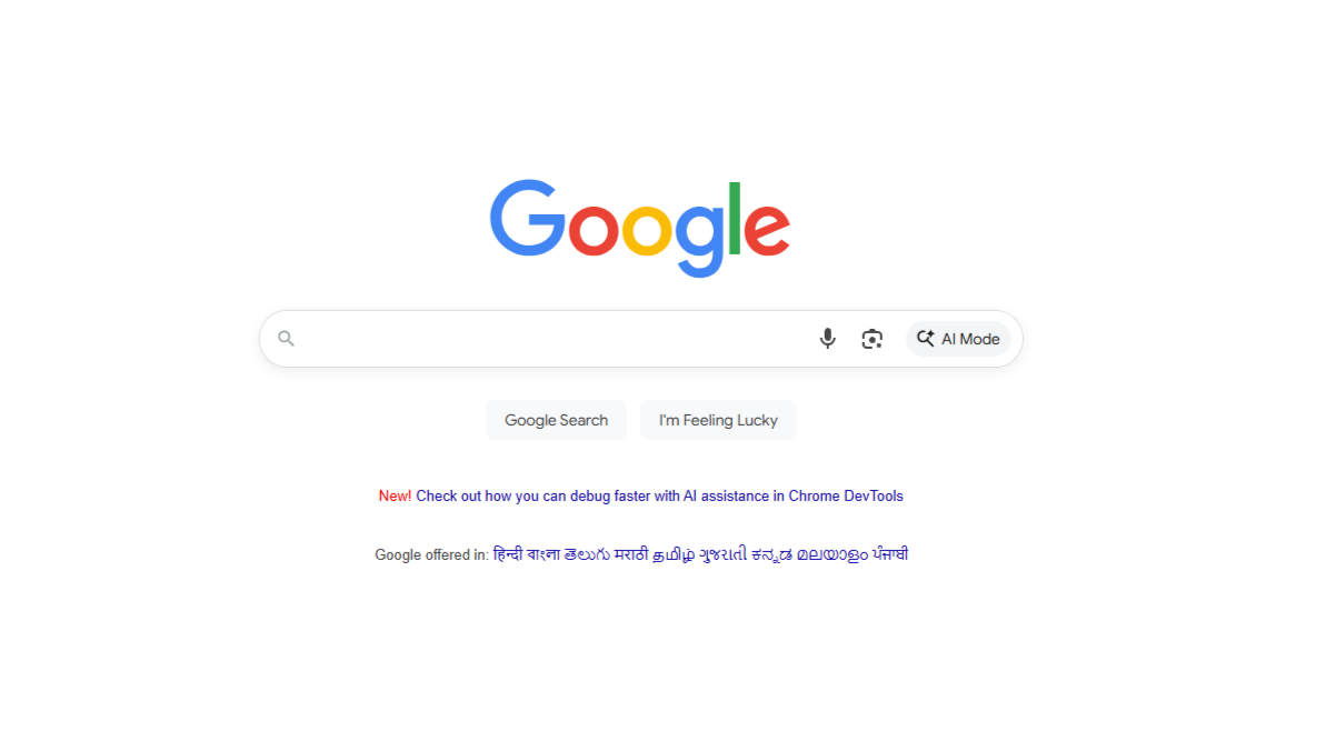 The Google Search Engine homepage features the colorful Google logo, search bar, and buttons for Google Search and I'm Feeling Lucky, against a clean white background.