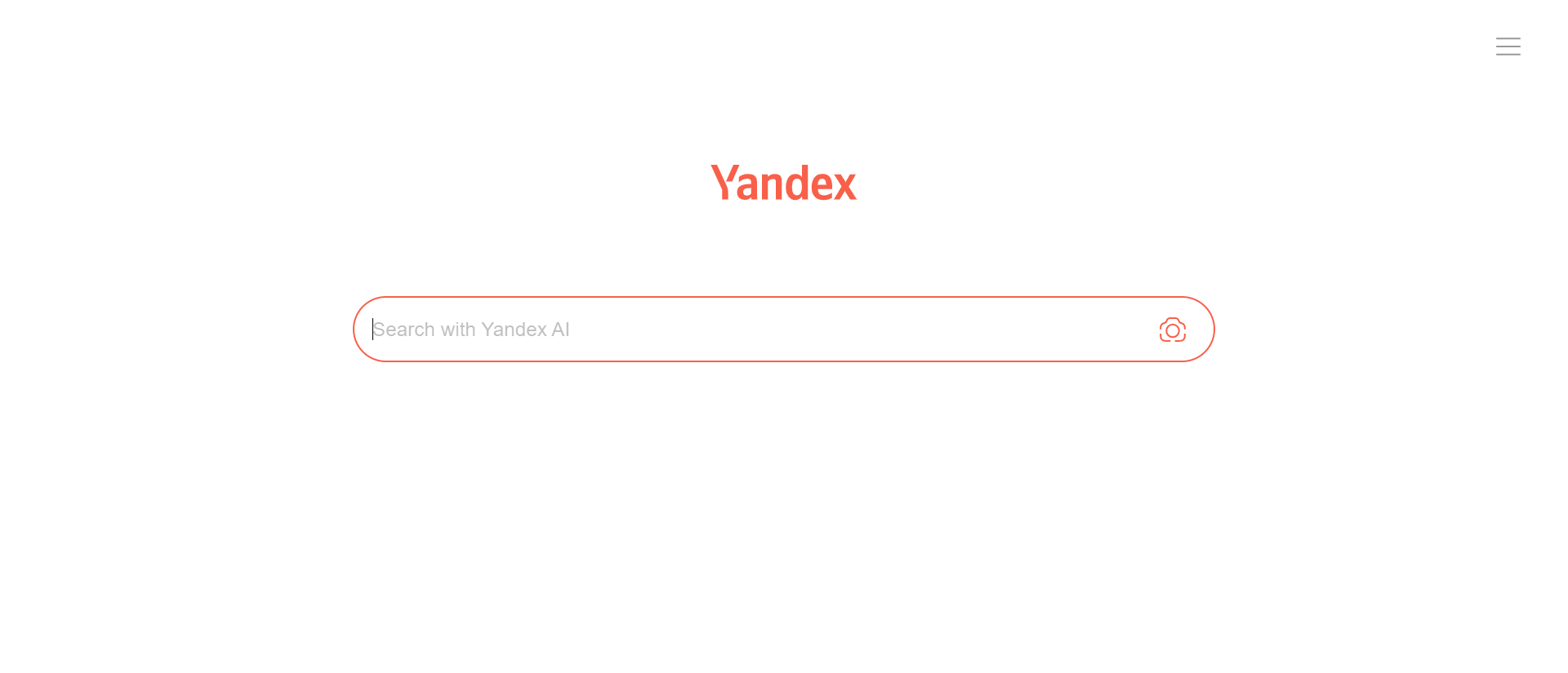Yandex homepage with search bar and logo, highlighting its role as the top search engine for SEO optimization in regional markets.